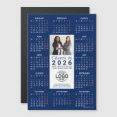Logo Photo Info Blauwe Kalender 2026 Magnetische K Magnetische Uitnodiging (Voorkant / Achterkant)