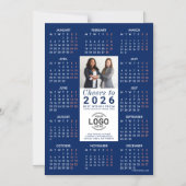 Logo Photo Info Blauwe Kalender 2026 Magnetische K Magnetische Uitnodiging (Voorkant)