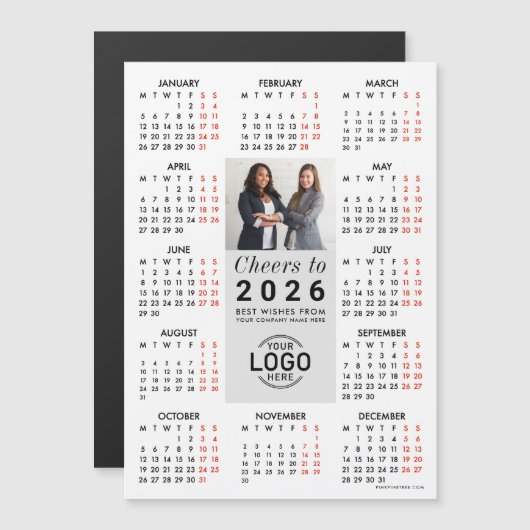 Logo Photo Moderne Kalender 2026 Magnetische Kaart Magnetische Uitnodiging (Voorkant / Achterkant)