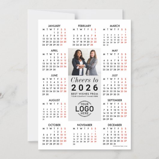 Logo Photo Moderne Kalender 2026 Magnetische Kaart Magnetische Uitnodiging (Voorkant)