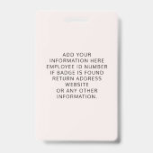 Logo Photo Pink ID Badge (Achterkant)