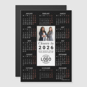 Logo Photo Slanke Zwarte Kalender 2026 Magnetische Magnetische Uitnodiging (Voorkant / Achterkant)