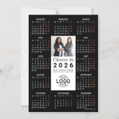 Logo Photo Slanke Zwarte Kalender 2026 Magnetische Magnetische Uitnodiging (Voorkant)