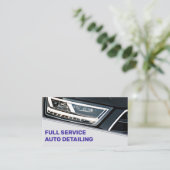 Logo Photo Template Cool Black Blue Car Service Visitekaartje (Staand voorkant)