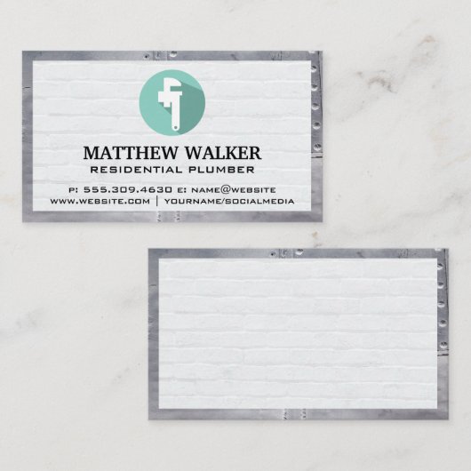 Logo Pipe | Brick Wall en Metal Rivets Visitekaartje (Voorkant / Achterkant)