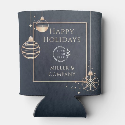 Logo Prettige feestdagen Kerstmis Corporate Modern Blikjeskoeler (Achterkant)