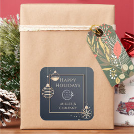 Logo Prettige feestdagen Kerstmis Corporate Modern Vierkante Sticker
