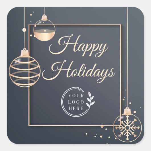 Logo Prettige feestdagen Kerstmis Corporate Modern Vierkante Sticker (Voorkant)