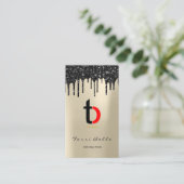 Logo Professional Black Drip Glitter Consulting Visitekaartje (Staand voorkant)