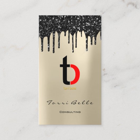 Logo Professional Black Drip Glitter Consulting Visitekaartje (Voorkant)