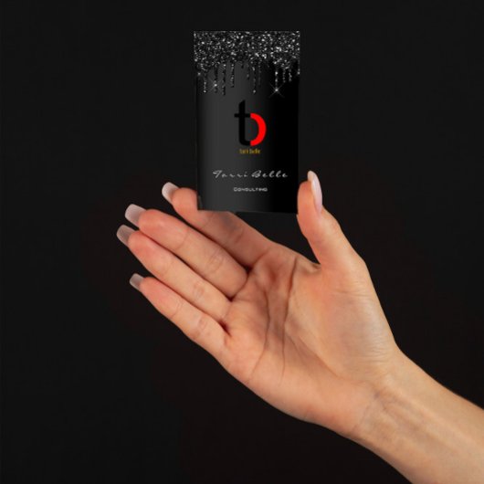 Logo Professional Black Drip Glitter Eyelash Gina Visitekaartje