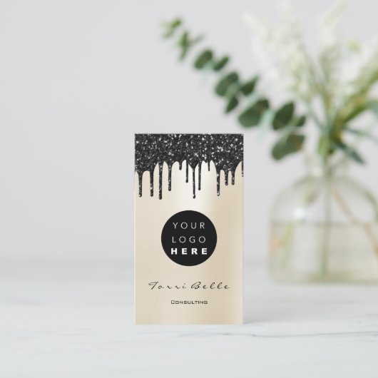 Logo Professional Black Drip Parly Consulting Visitekaartje (Staand voorkant)