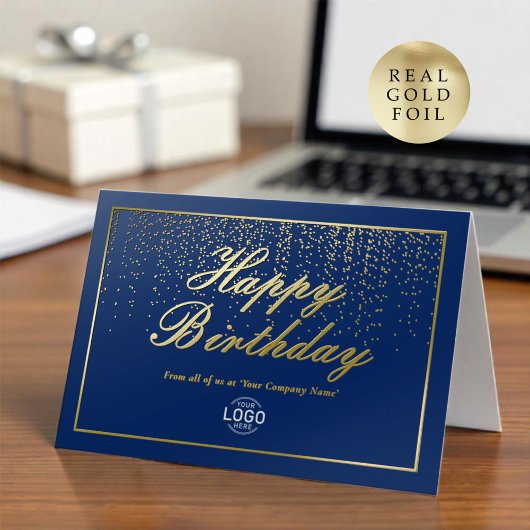 Logo Professional Business Blue Happy Birthday Folie Wenskaart