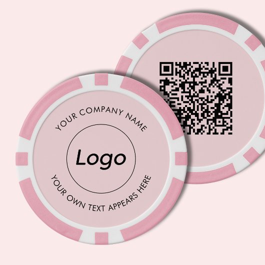 Logo Professionele Zakelijke Roze QR Code Poker Chips