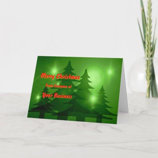 Logo Promo Business Green Trees Merry Kerstmis Feestdagen Kaart (Voorkant)