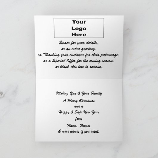 Logo & Promo Business Merry Kerstmis Feestdagen Kaart (Binnen)