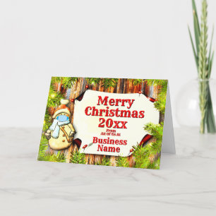 Logo Promo Business Snowman Trees 20xx kerstmis Feestdagen Kaart