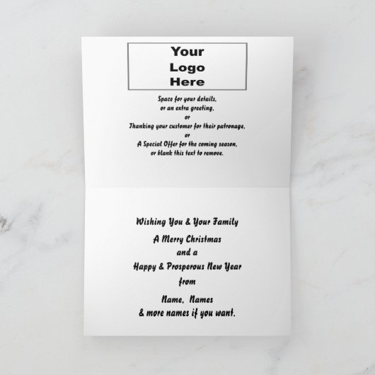 Logo Promo Zakelijk Goud met Kerst Sleigh Feestdagen Kaart (Binnen)