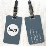 Logo Promotional Charcoal Gray Business Branding Bagagelabel<br><div class="desc">Simple logo design for your business.  Replace the logo and details with your own and change the background color in the design tool to customize.  Ideal for as a promotional item to give to clients,  customers and employees,  and for business travel and trade shows.</div>