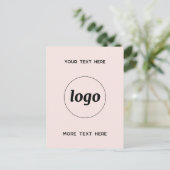 Logo Promotionele Business Blush Roze Briefkaart (Staand voorkant)