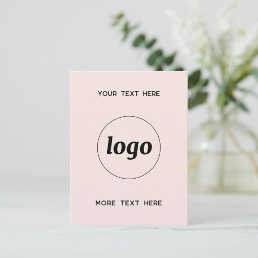 Logo Promotionele Business Blush Roze Briefkaart (Staand voorkant)
