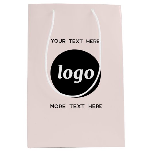 Logo Promotionele Zakelijke Branding Blush Roze Medium Cadeauzakje (Voorkant)
