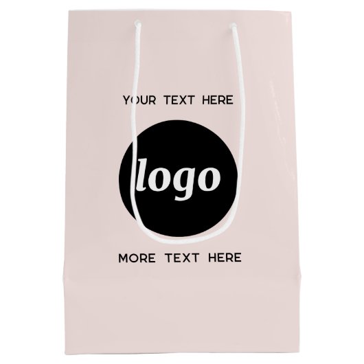 Logo Promotionele Zakelijke Branding Blush Roze Medium Cadeauzakje (Achterkant)