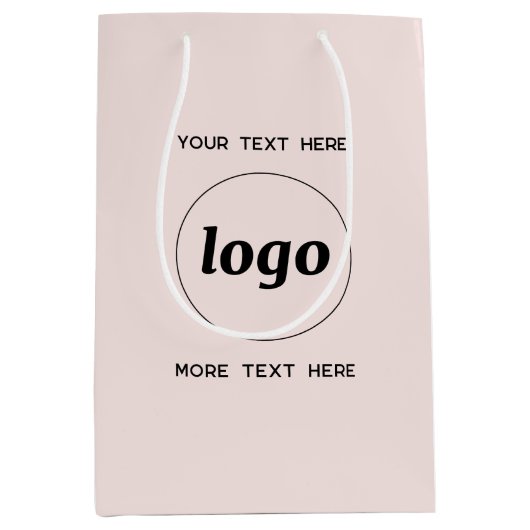 Logo Promotionele Zakelijke Branding Blush Roze Medium Cadeauzakje (Voorkant)