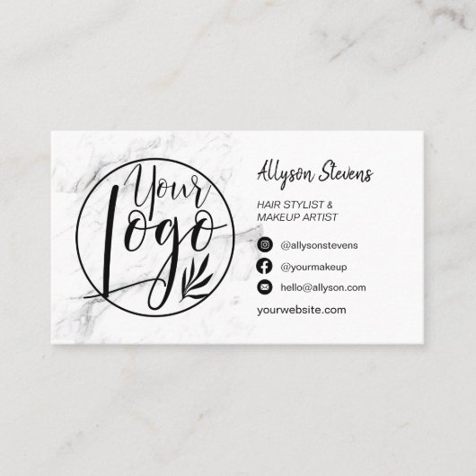 Logo qcode voor marmer-penseelmake-up visitekaartje (Voorkant)