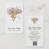 *~* Logo QR AP32 Roze Lotus Butterfly Flower Zen Visitekaartje (Voorkant / Achterkant)