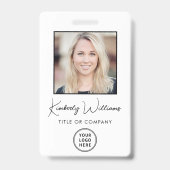 Logo QR-balkcodes werknemer Foto-ID Badge (Voorzijde)