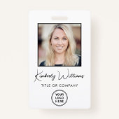 Logo QR-balkcodes werknemer Foto-ID Badge (Voorkant)