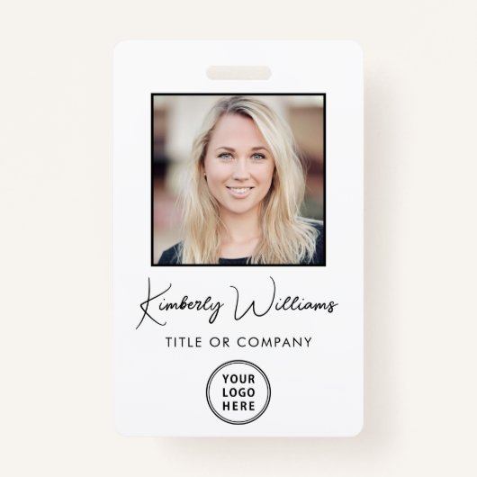 Logo QR-balkcodes werknemer Foto-ID Badge (Voorkant)