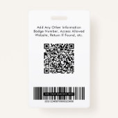 Logo QR-balkcodes werknemer Foto-ID Badge (Achterkant)
