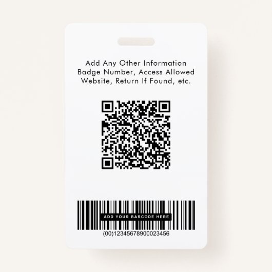 Logo QR-balkcodes werknemer Foto-ID Badge (Achterkant)