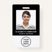 Logo QR Bar Codes Black Employee Photo ID Badge (Voorkant)