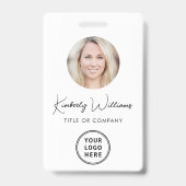 Logo QR Bar Codes Medewerker Foto ID Badge (Voorkant)