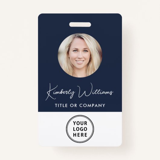 Logo QR Bar Codes Werknemer Blauwe Foto-ID Badge