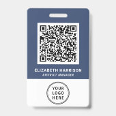Logo QR-barcode blauw personeel Badge (Voorzijde)