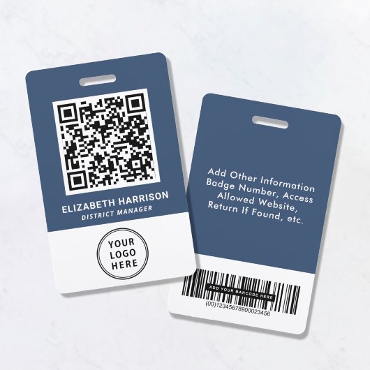 Logo QR-barcode blauw personeel Badge