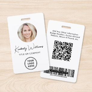 Logo QR-barcode Personeelsfoto ID-badge Badge