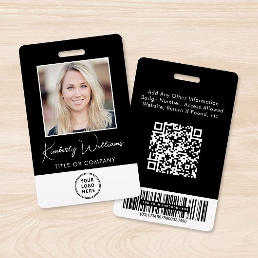 Logo QR-barcode-werk nemer Zwarte foto-ID Badge