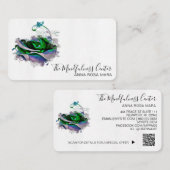 *~* Logo QR Blue Blauwgroen Roos Floral Flower Visitekaartje (Voorkant / Achterkant)