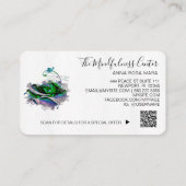 *~* Logo QR Blue Blauwgroen Roos Floral Flower Visitekaartje (Achterkant)