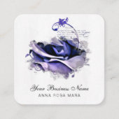 *~* Logo QR Blue Lavender Roos Floral Vierkante Visitekaartje (Voorkant)
