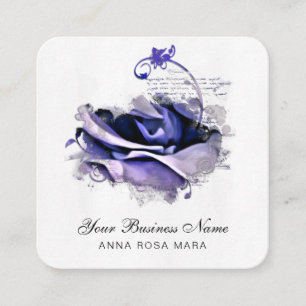 *~* Logo QR Blue Lavender Roos Floral Vierkante Visitekaartje