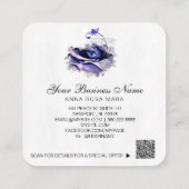 *~* Logo QR Blue Lavender Roos Floral Vierkante Visitekaartje (Achterkant)