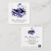*~* Logo QR Blue Lavender Roos Floral Vierkante Visitekaartje (Voorkant / Achterkant)