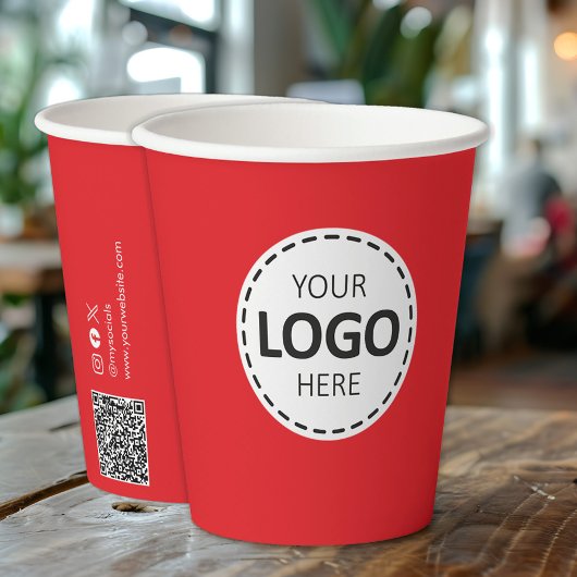 Logo, QR-code, aangepaste kopjes voor rood papier Papieren Bekers