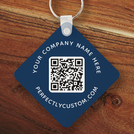 Logo QR-code aangepaste tekst dubbelzijdig donkerb Sleutelhanger